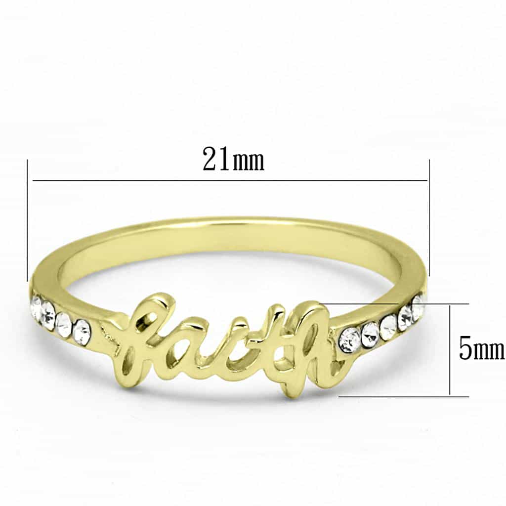 Brass Gold CZ Script Faith Word Band Ring view 4