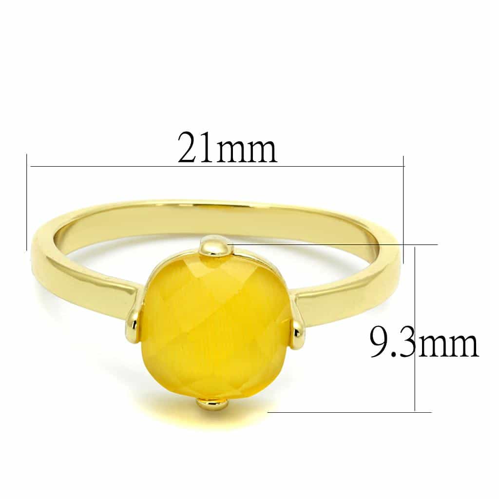 Brass Gold Yellow Faceted Round Solitaire Ring view 4