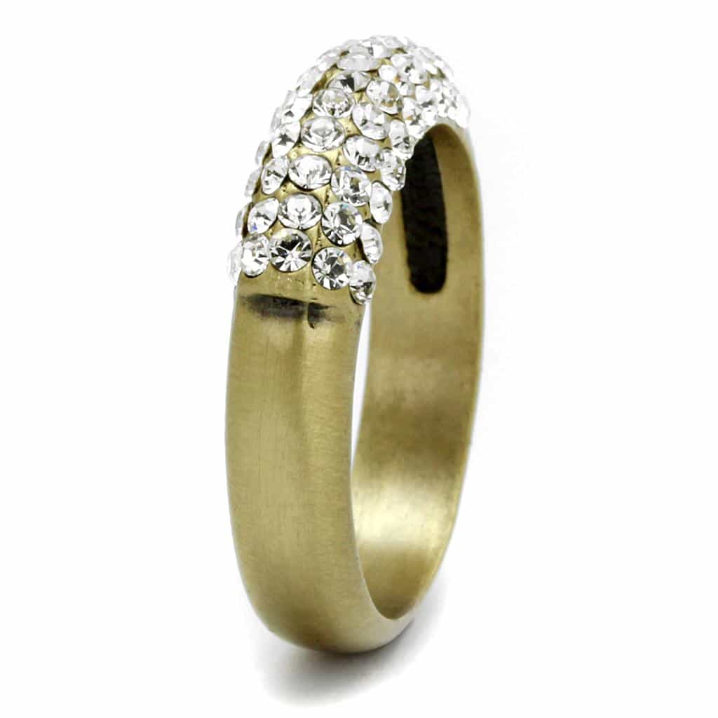 Brass Gold CZ Pave Dome Band Ring view 6
