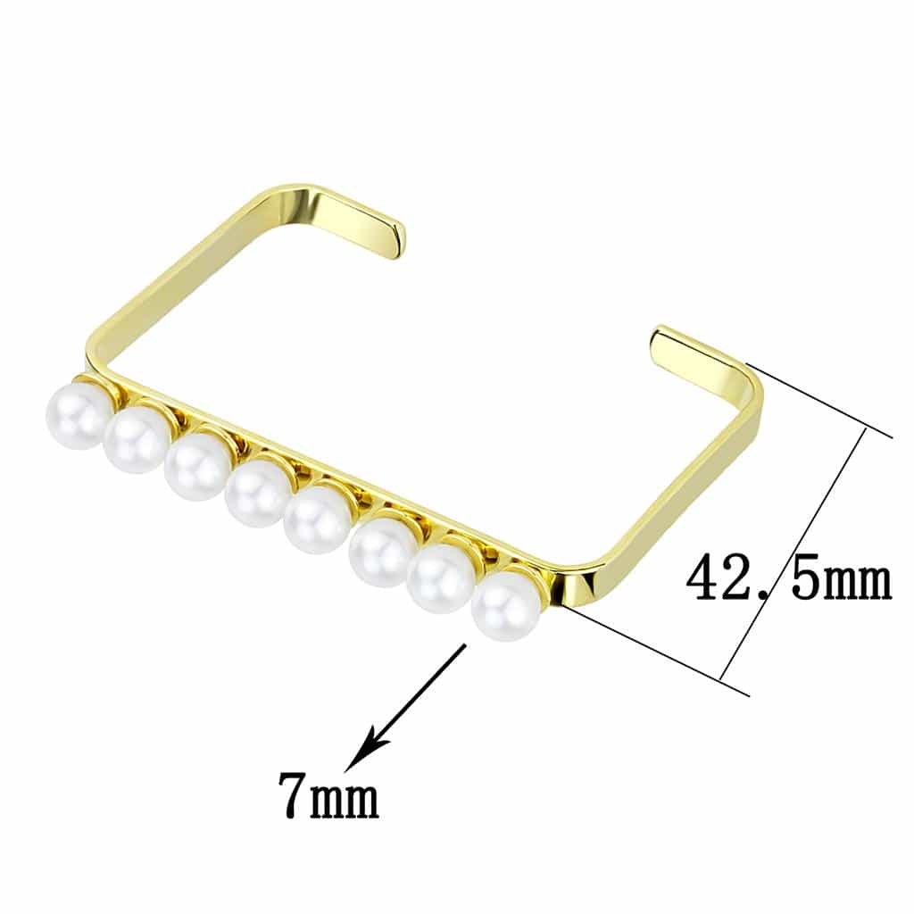 Brass Gold Pearl Row Bar Bangle Bracelet view 4