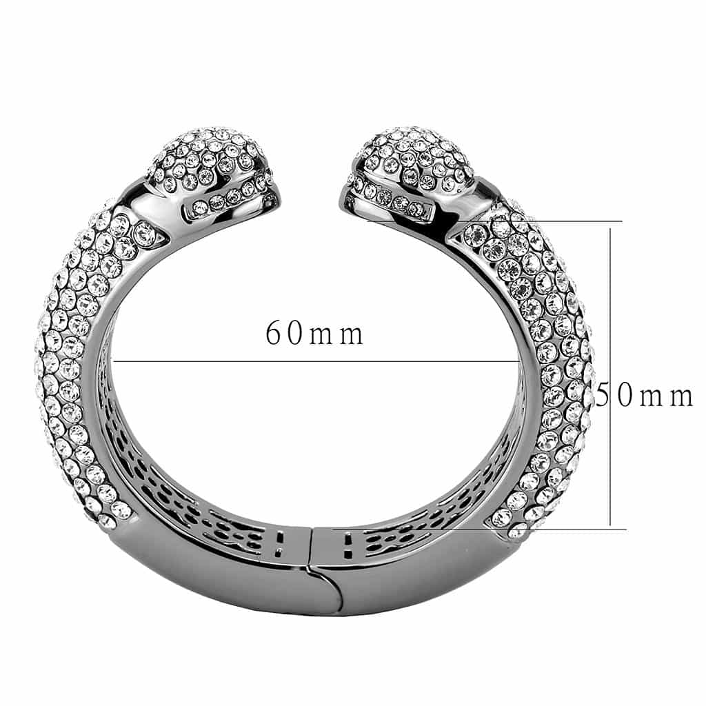 Brass Gunmetal Clear Crystal Pave Cuff Bangle Bracelet LO4291 view 6