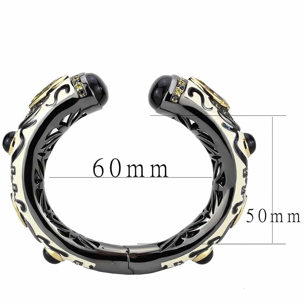 Brass Gunmetal Black Onyx Marquise Crystal Hinged Bangle Bracelet view 6
