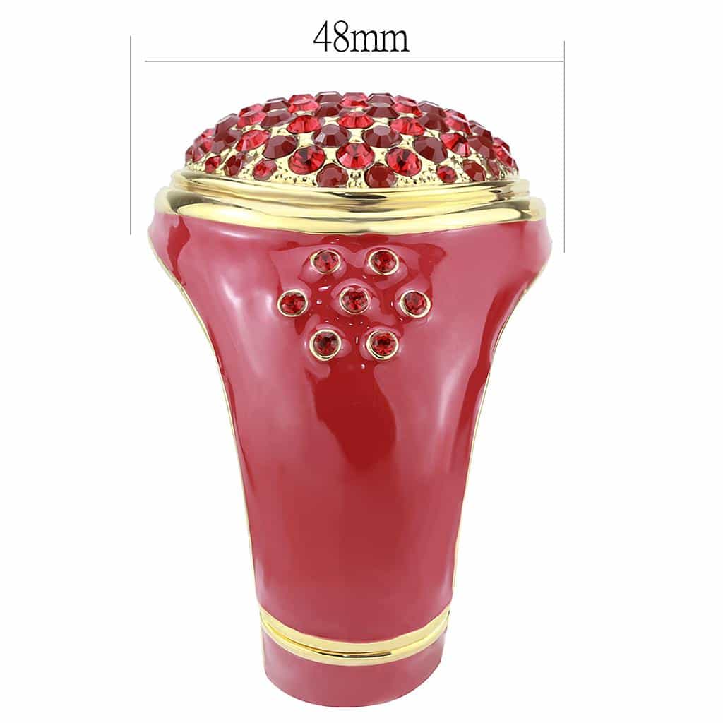 Brass Gold Red Enamel Crystal Pave Dome Bangle Bracelet LO4351 view 8