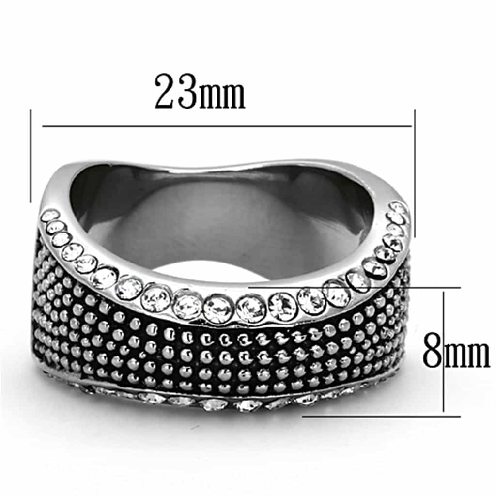 Stainless Steel CZ Multi Row Pave Tapered Band Ring view 4
