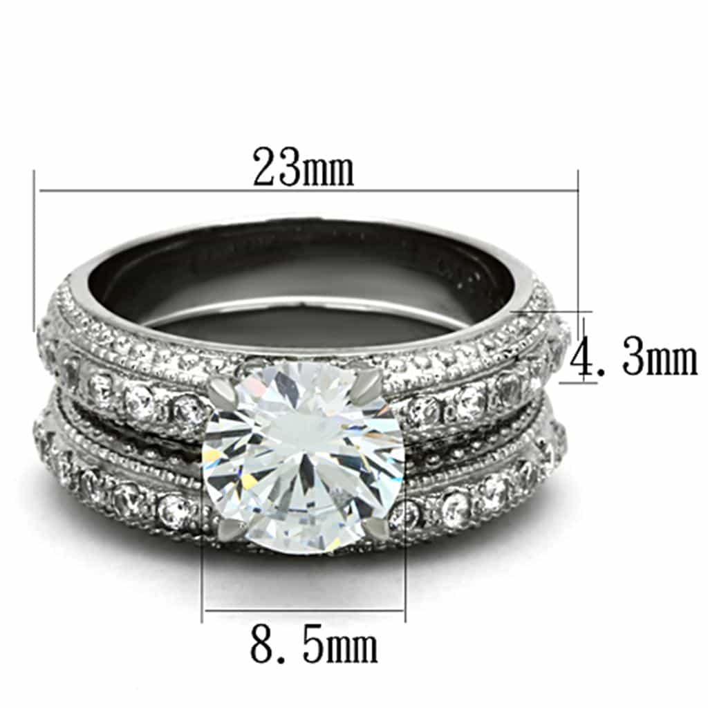 Stainless Steel CZ Wide Pave Channel Bridal Ring view 4