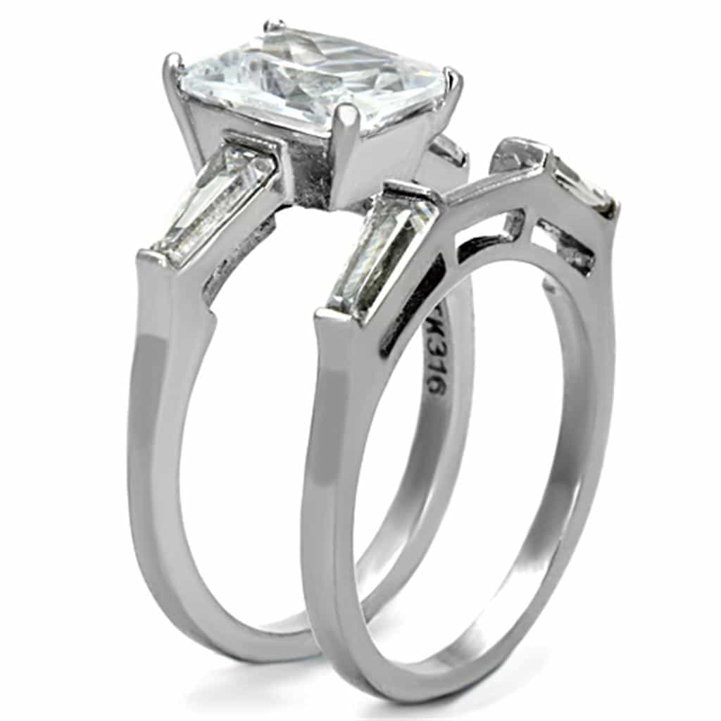 Stainless Steel Princess Bridal Ring view 8