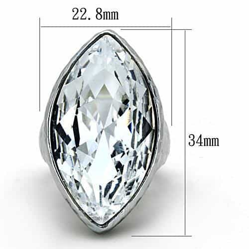 Stainless Steel CZ Oversized Pear Bezel Ring view 4