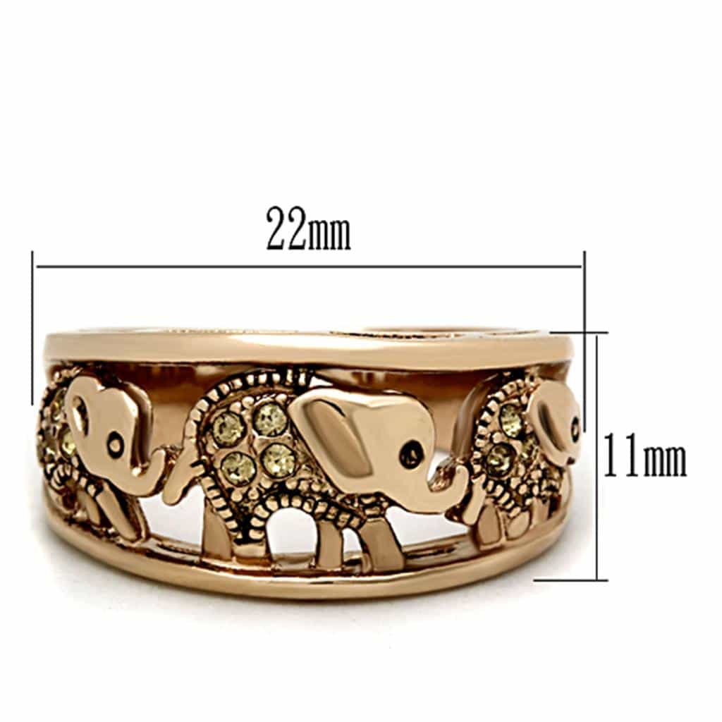 Stainless Steel Rose Gold Elephant Cutout Band Ring view 4