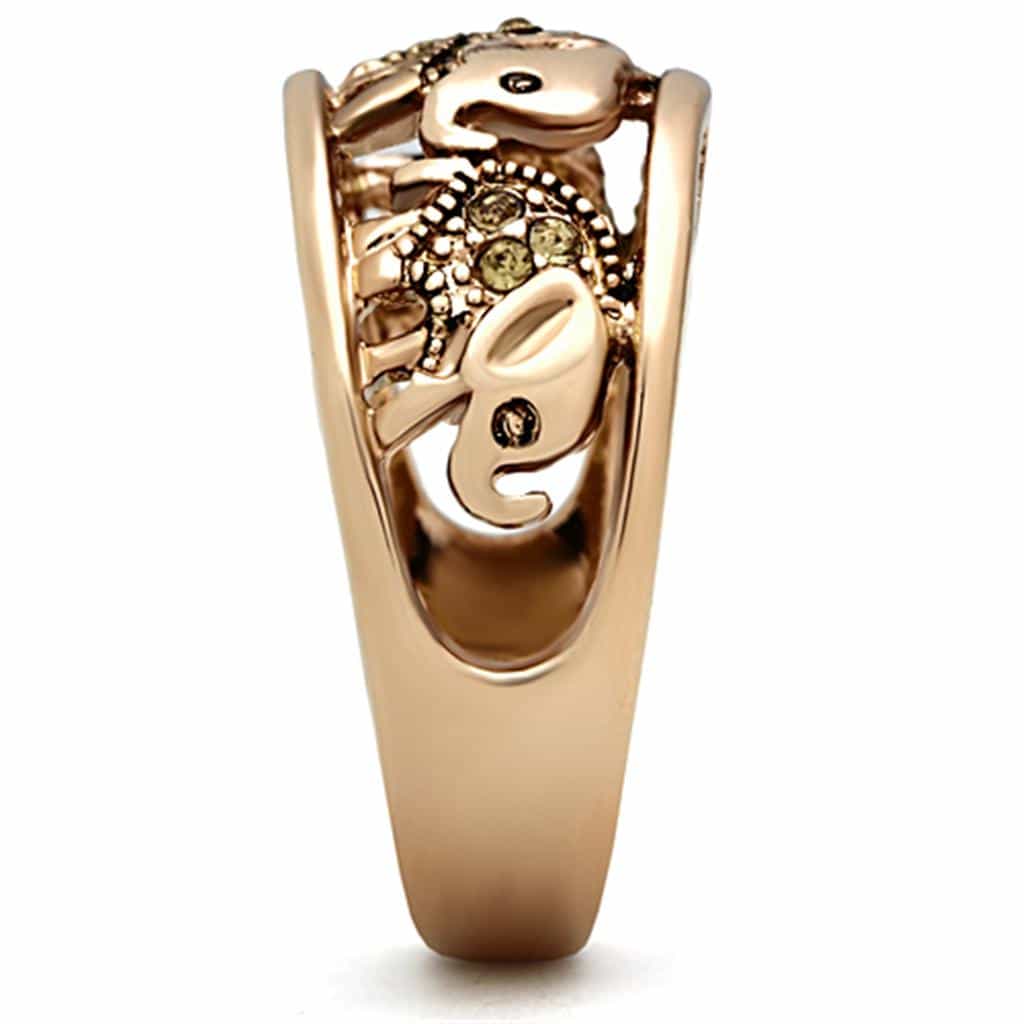Stainless Steel Rose Gold Elephant Cutout Band Ring view 8