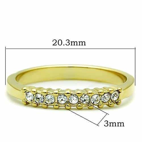 Stainless Steel Gold CZ Single Row Band Ring view 4