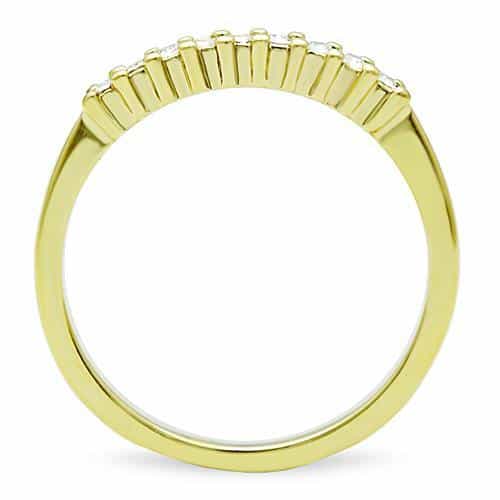 Stainless Steel Gold CZ Single Row Band Ring view 6