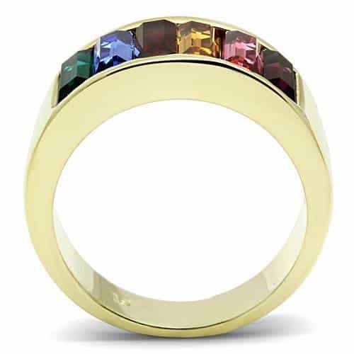 Brass Multi-Color Crystal Ring view 3