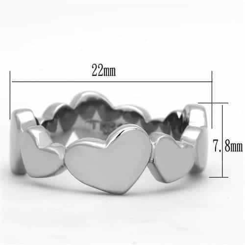 Stainless Steel Linked Open Heart Chain Band Ring view 4