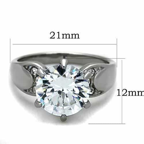 Stainless Steel CZ Large Round Swirl Bypass Ring view 4