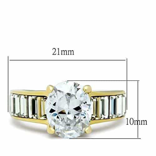 Stainless Steel Gold CZ Round Baguette Channel Wide Band Ring view 4