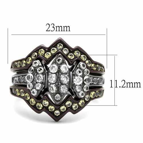 Stainless Steel CZ Zigzag Pave Two Tone Bridal Set Ring view 4