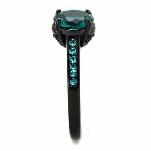 Stainless Steel Blue Zircon Solitaire Ring view 8