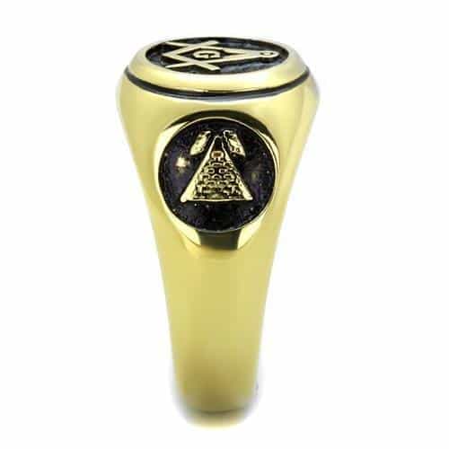 Stainless Steel Masonic Square Gold Ring view 8