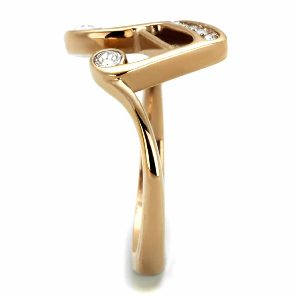 Stainless Steel Rose Gold Music Note CZ Open Ring view 8