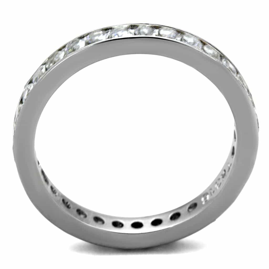 Stainless Steel CZ Round Channel Eternity Ring view 6
