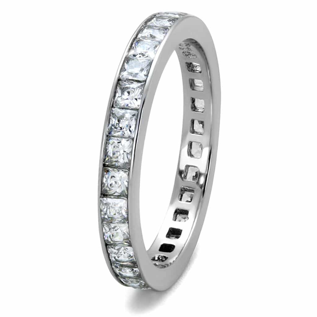 Stainless Steel CZ Princess Channel Eternity Ring view 8