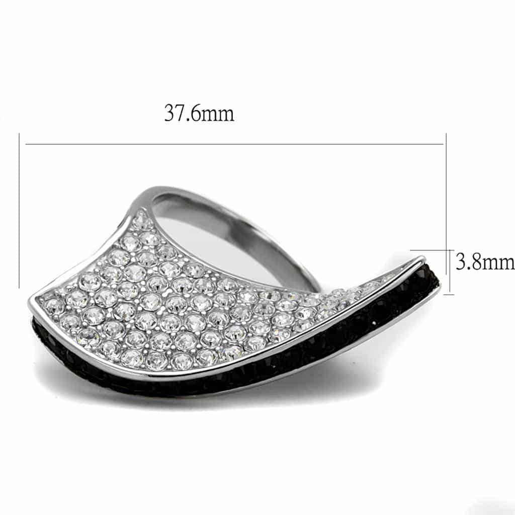 Stainless Steel CZ Pave Fan Shaped Statement Ring view 4