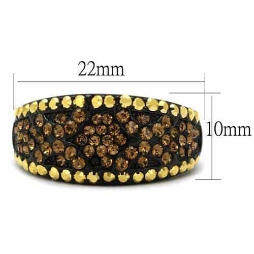 Stainless Steel Black IP Champagne Topaz Crystal Pave Dome Ring view 3