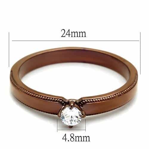 Stainless Steel Coffee Brown CZ Round Milgrain Pave Ring view 4