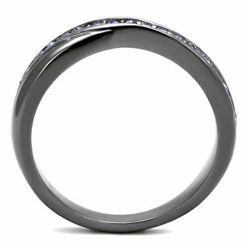 Stainless Steel Tanzanite Purple Crystal Channel Eternity Ring view 4