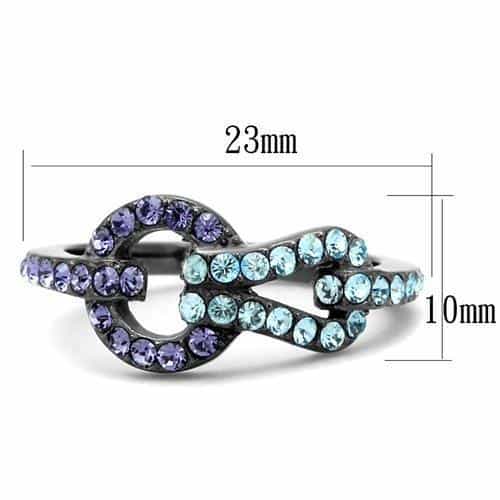 Stainless Steel Aquamarine Tanzanite Crystal Pave Ring view 4