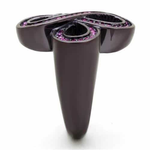Stainless Steel Coffee Brown IP Fuchsia Pink Crystal Pave Ring view 8