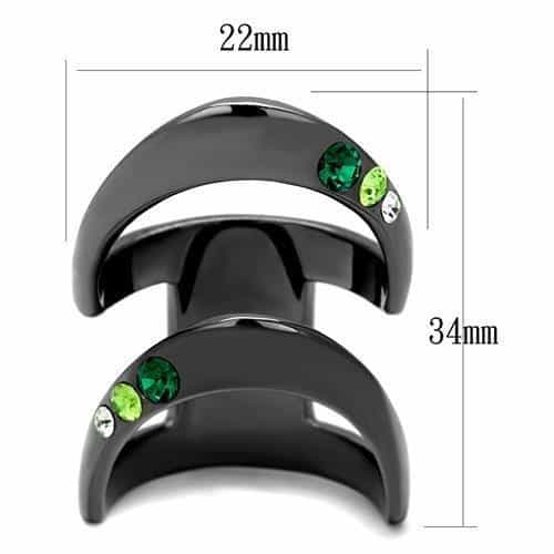 Stainless Steel Multi Color Green Crystal Open Arch Ring view 4