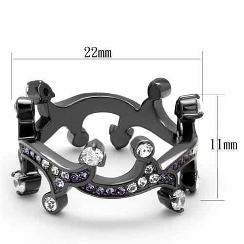 Stainless Steel Black IP Purple Amethyst CZ Lizard Gecko Ring view 4