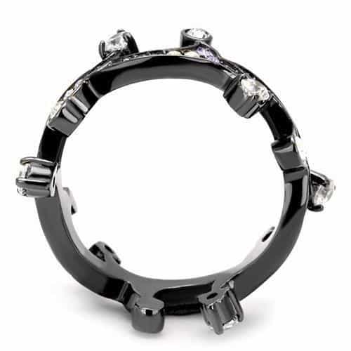 Stainless Steel Black IP Purple Amethyst CZ Lizard Gecko Ring view 6