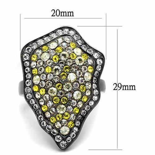 Stainless Steel Yellow Citrine CZ Pave Shield Wide Cocktail Ring view 4