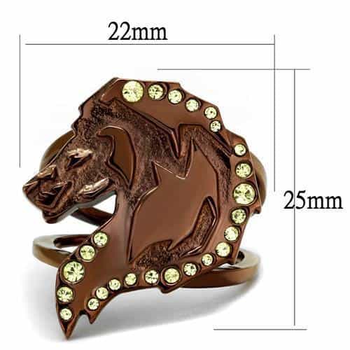 Stainless Steel Coffee IP Rose Gold Horse Head Cocktail Ring view 4