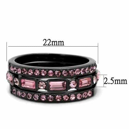 Stainless Steel Black IP Pink CZ Baguette Channel Pave Ring view 4