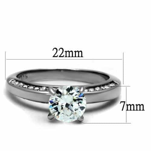 Stainless Steel CZ Round Cathedral Pave Bridal Ring view 4