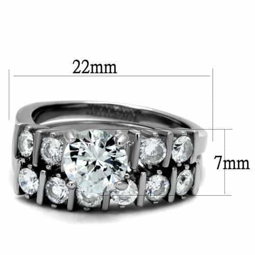Stainless Steel CZ Round Princess Baguette Bridal Stack Ring view 4