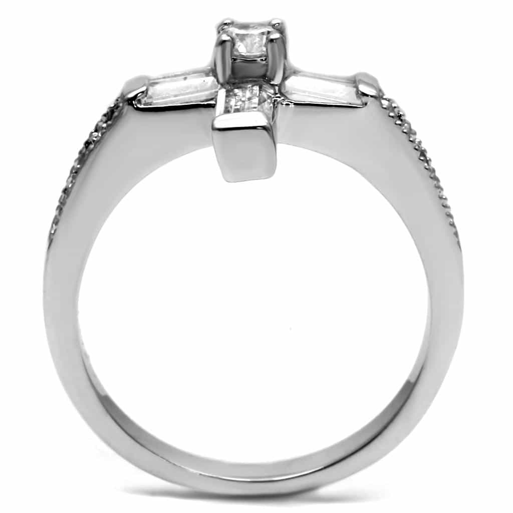 Stainless Steel CZ Baguette Cross Statement Ring view 6
