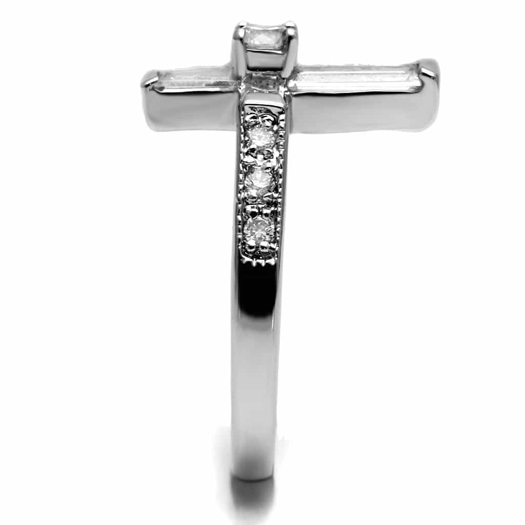 Stainless Steel CZ Baguette Cross Statement Ring view 8