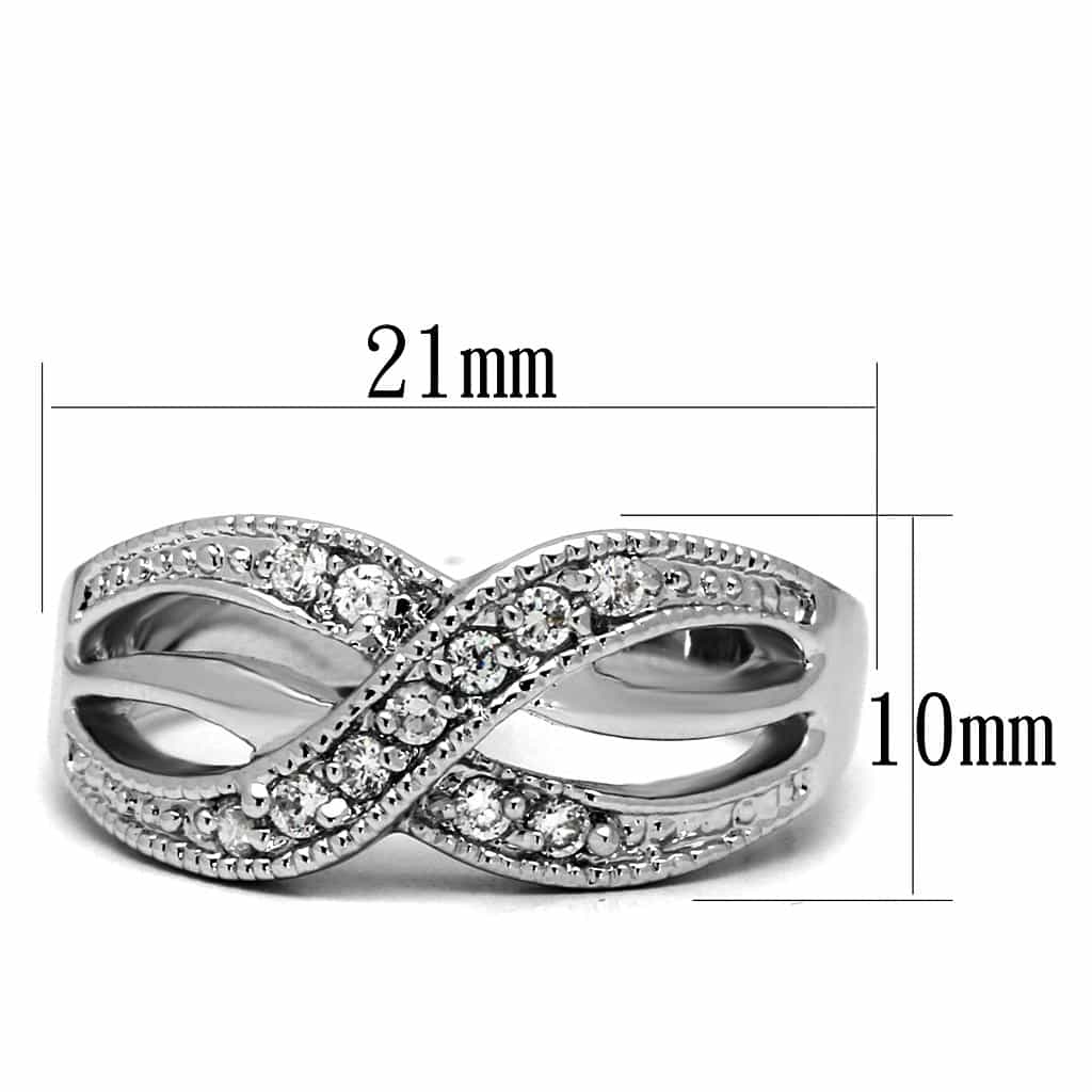 Stainless Steel CZ Round Pave Infinity Crossover Ring view 4