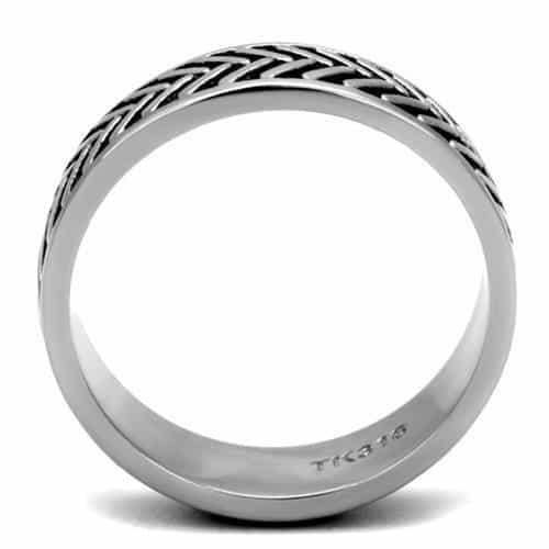 Stainless Steel Polished Chevron Herringbone Pattern Band Ring view 6