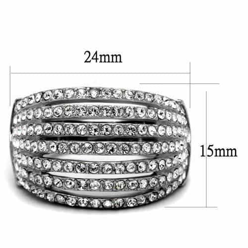 Stainless Steel CZ Pave Multi Row Wide Dome Ring view 4