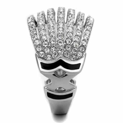Stainless Steel CZ Pave Multi Row Wide Dome Ring view 8