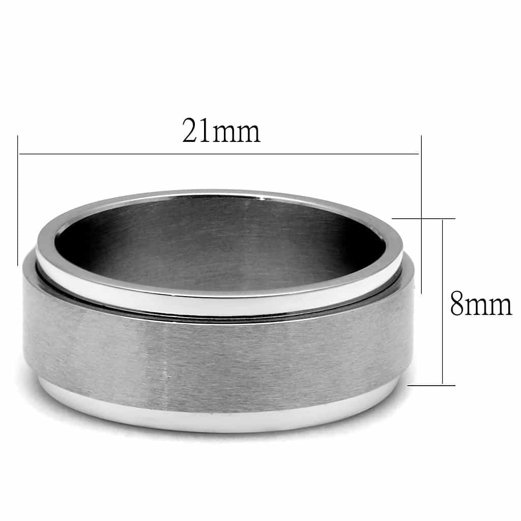 Stainless Steel Brushed Satin Flat Spinner Band Ring view 4