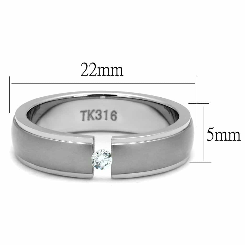 Stainless Steel CZ Single Tension Set Split Band Ring view 4