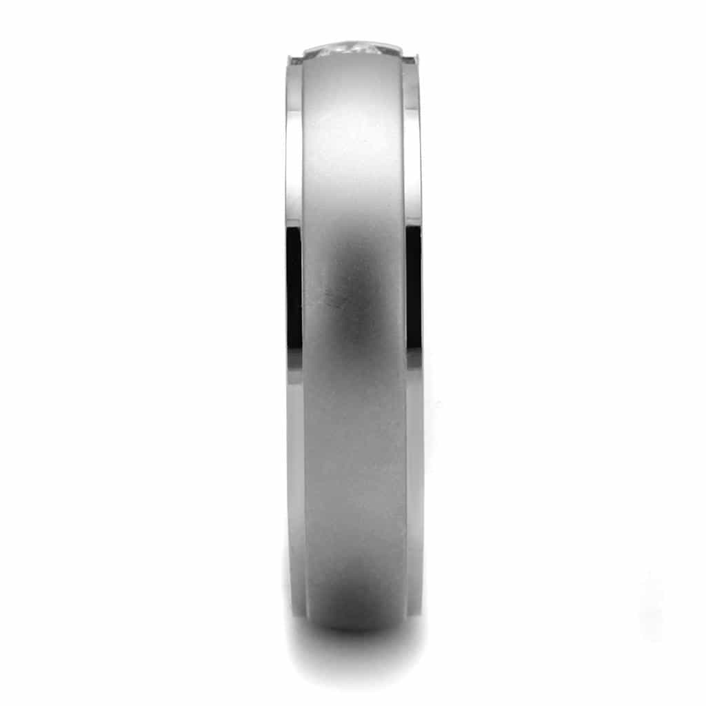 Stainless Steel CZ Single Tension Set Split Band Ring view 8