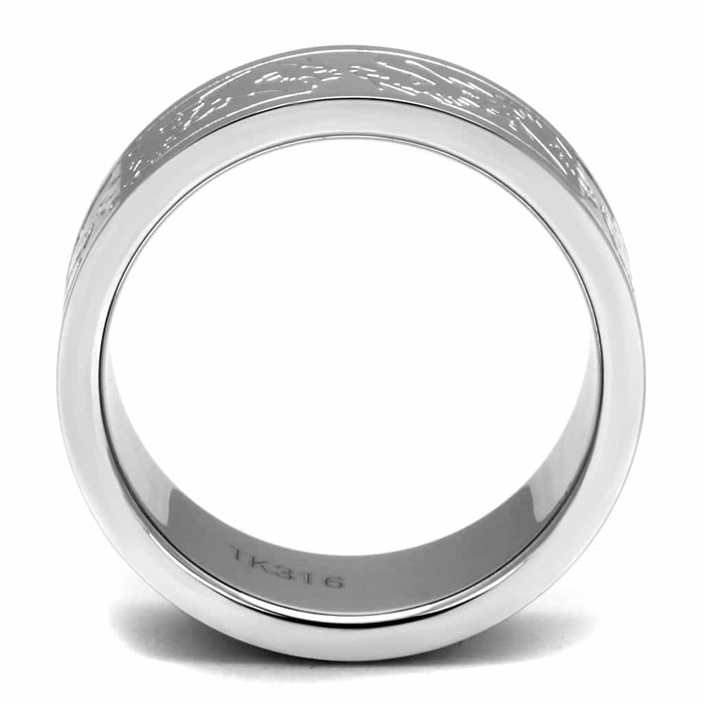Stainless Steel Etched Dragon Wide Spinner Band Ring view 6