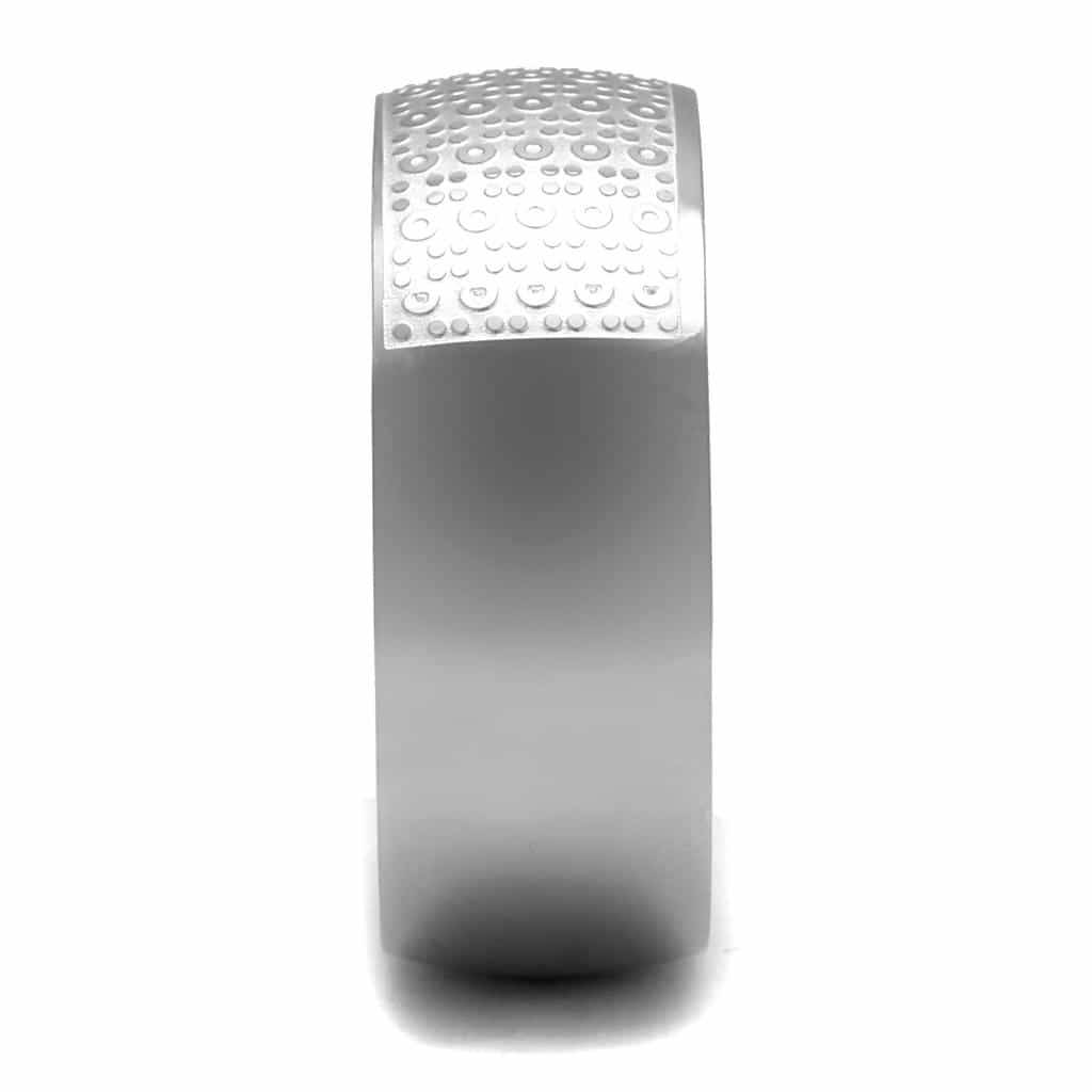 Stainless Steel Hammered Pebble Texture Center Wide Band Ring view 8